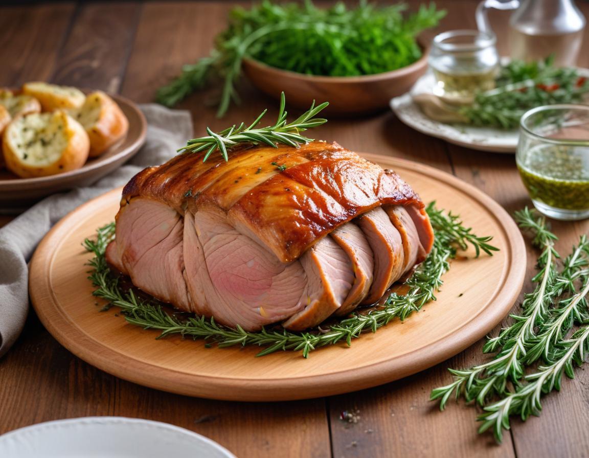 Rouelle de porc rôtie aux herbes