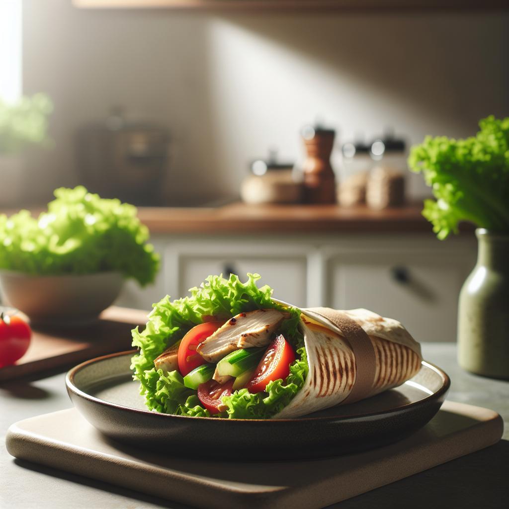 Wrap au poulet grillé et légumes frais