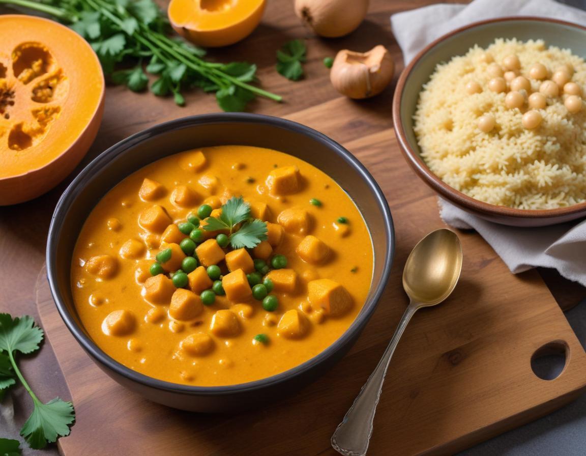 Curry crémeux de butternut et pois chiches au lait de coco