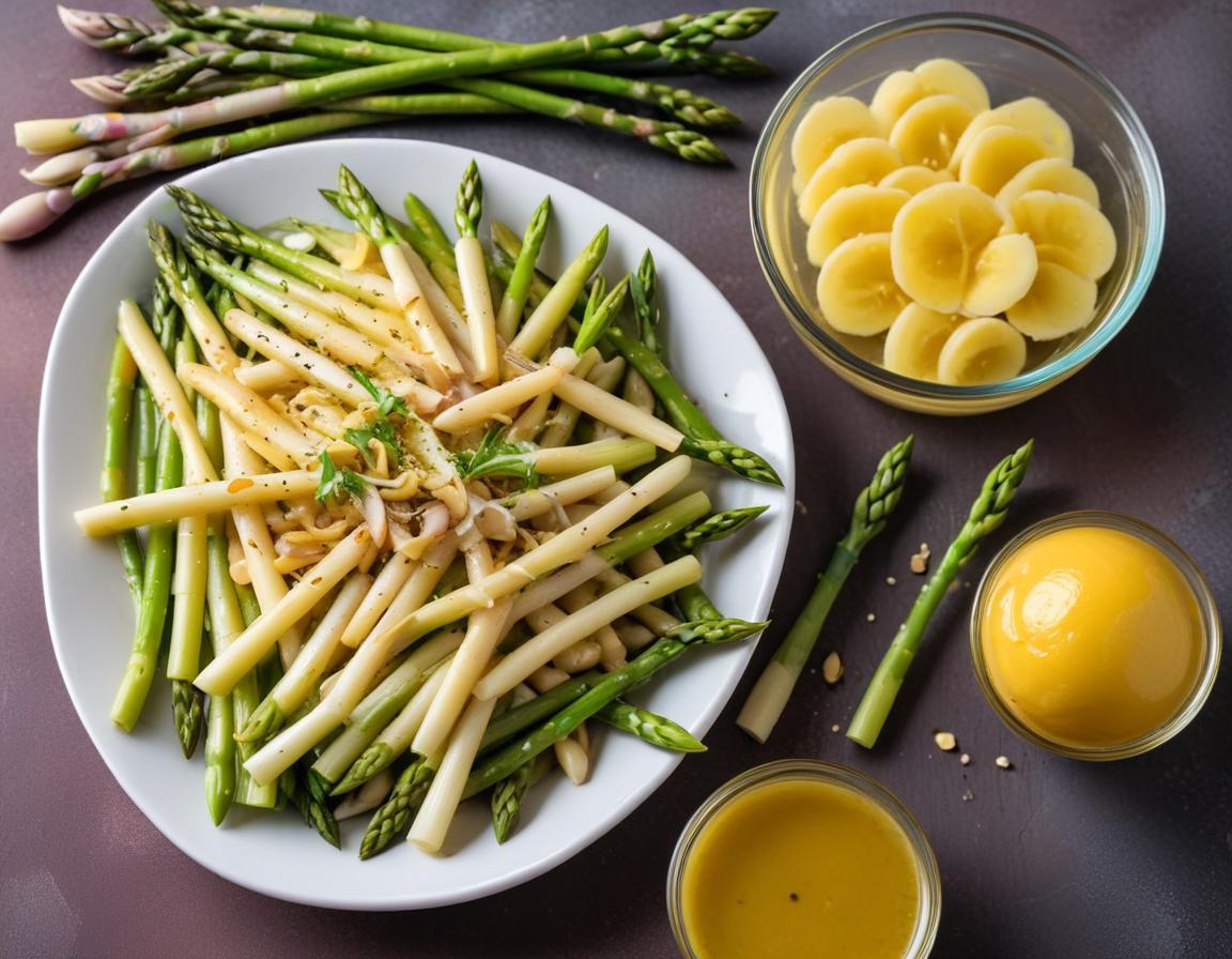 Salade printanière aux pâtes, asperges et vinaigrette citronnée