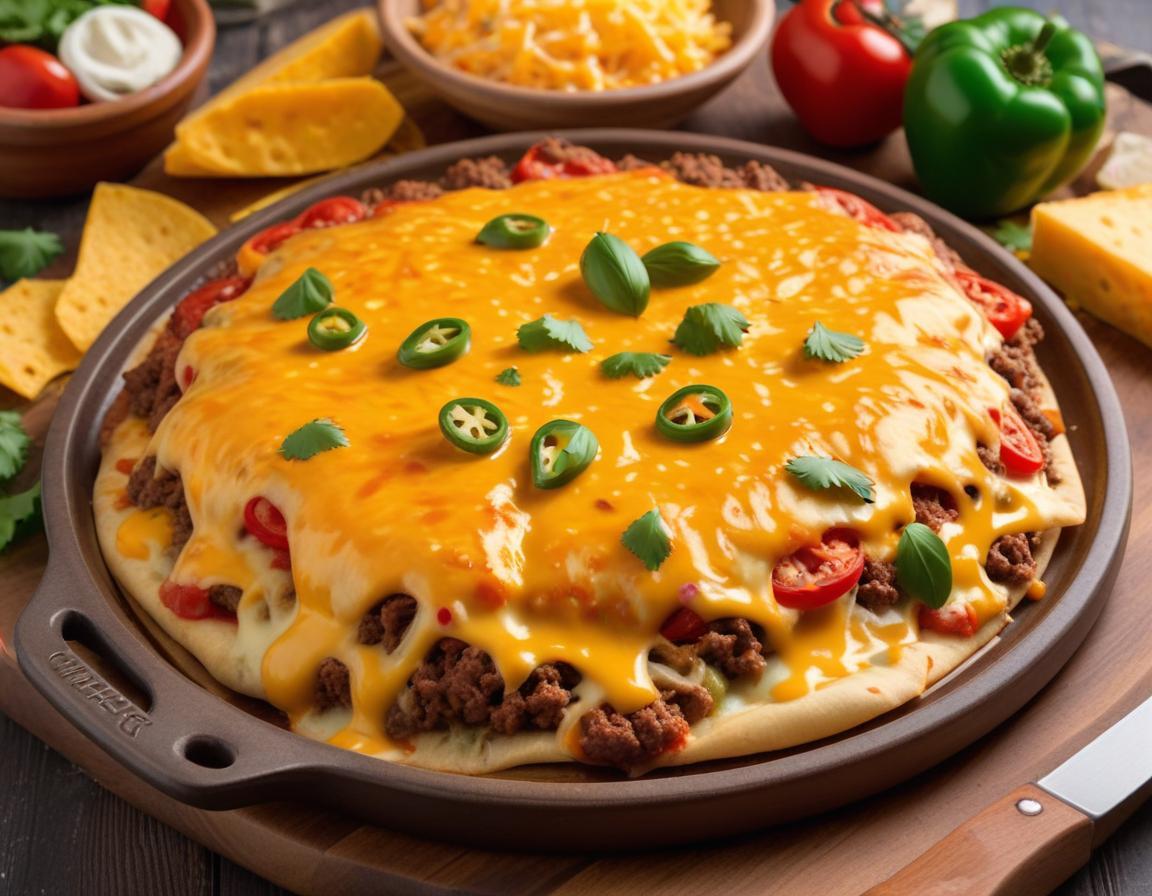 Pinsa Tex-Mex au Bœuf Épicé, Poivrons et Cheddar