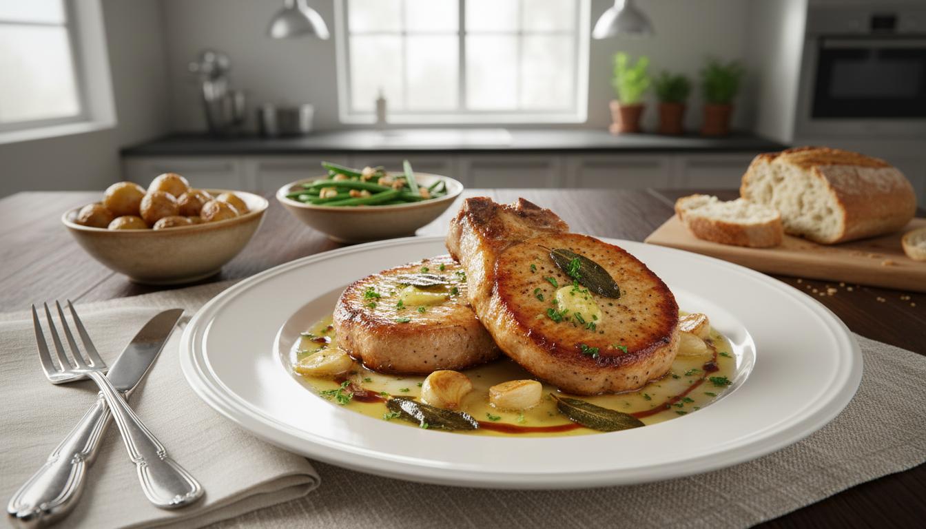 Côtes de Porc au Beurre de Sauge et Ail en Chemise