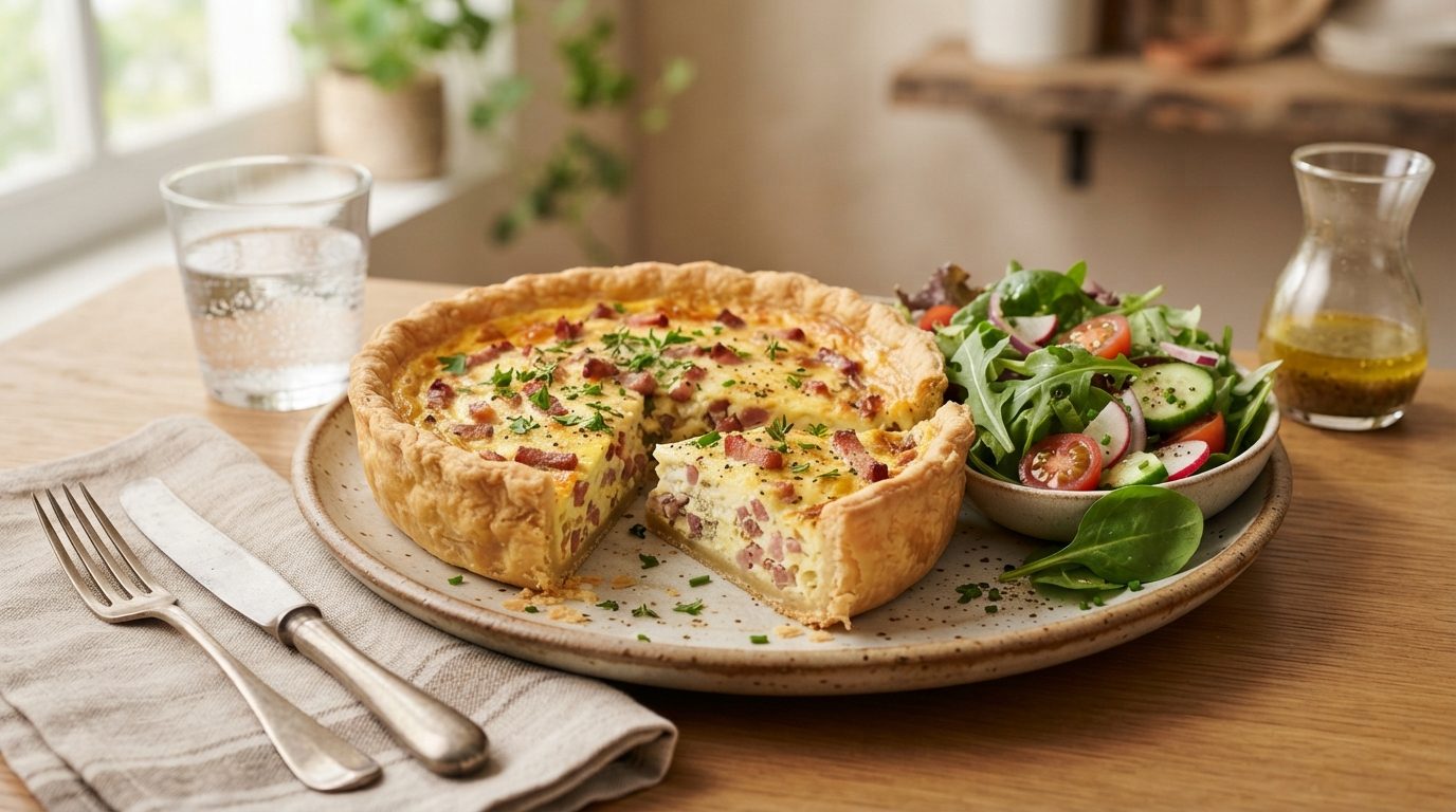 Quiche Lorraine Traditionnelle et sa Salade Verte Croquante