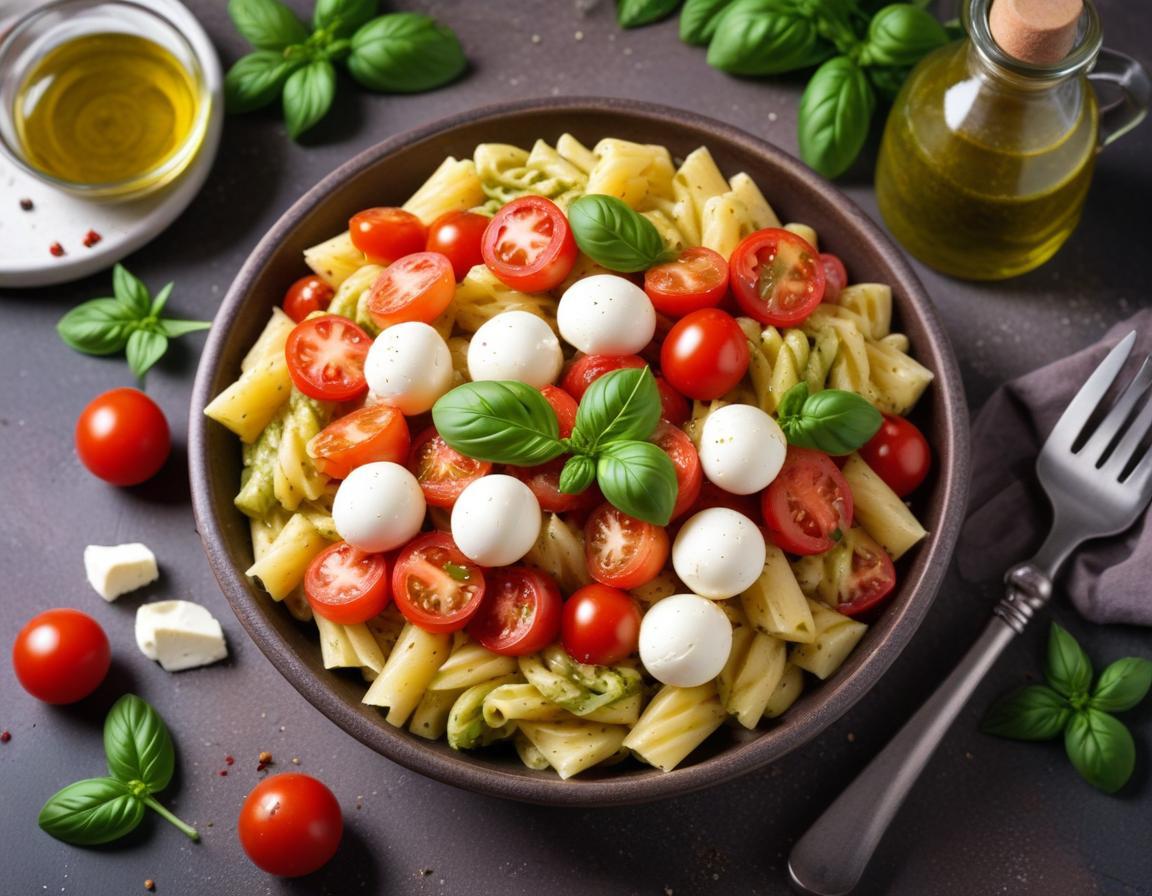Salade de Pâtes Estivale au Pesto, Tomates et Mozzarella