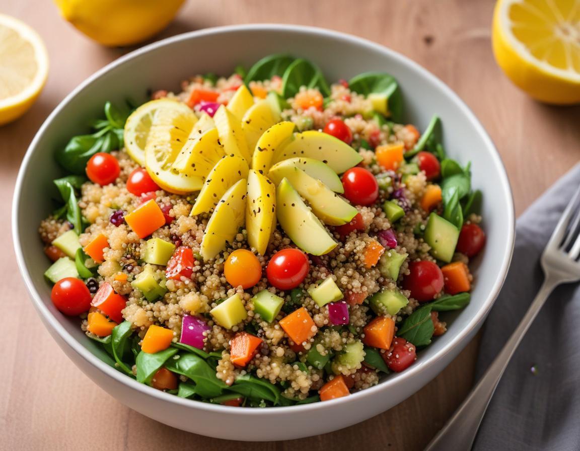 Salade de Quinoa aux Légumes Rôtis et Vinaigrette au Citron