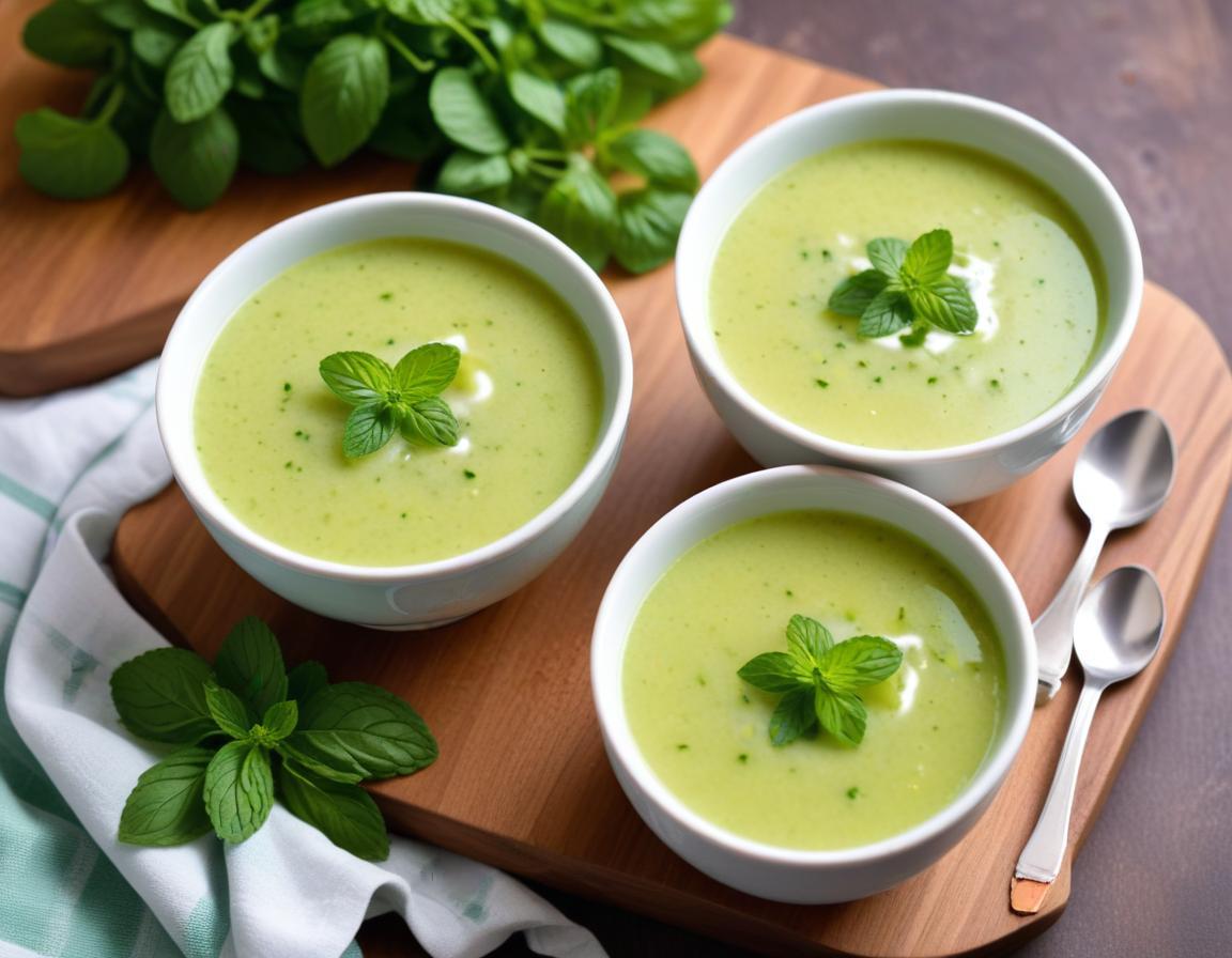 Soupe froide de concombre à la menthe