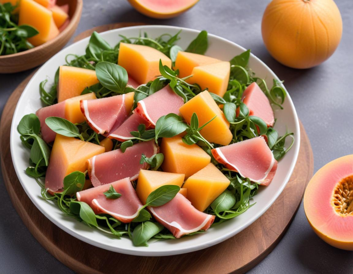 Salade Estivale Melon, Jambon Cru et Roquette