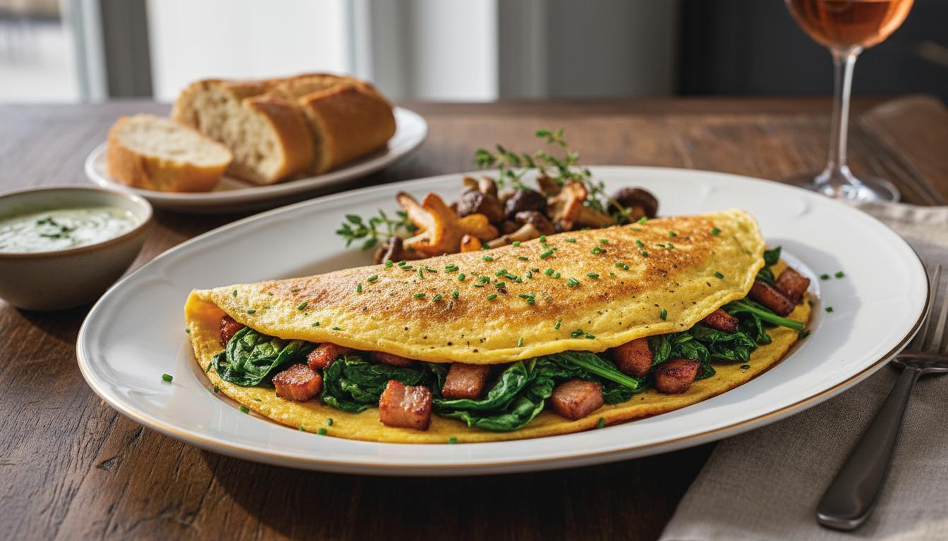 Omelette Forestière aux Épinards et Lardons Fumés
