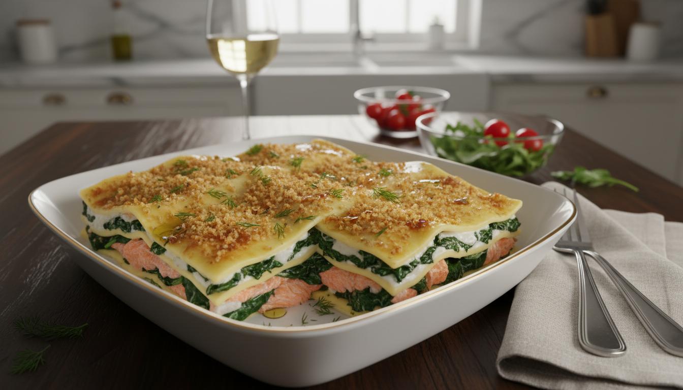 Lasagnes Crémeuses au Saumon et Épinards