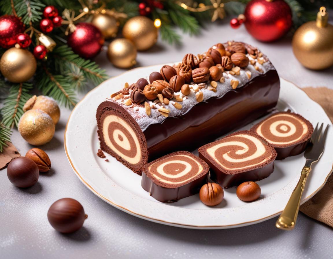 Bûche de Noël Moelleuse au Chocolat et à la Crème de Marrons