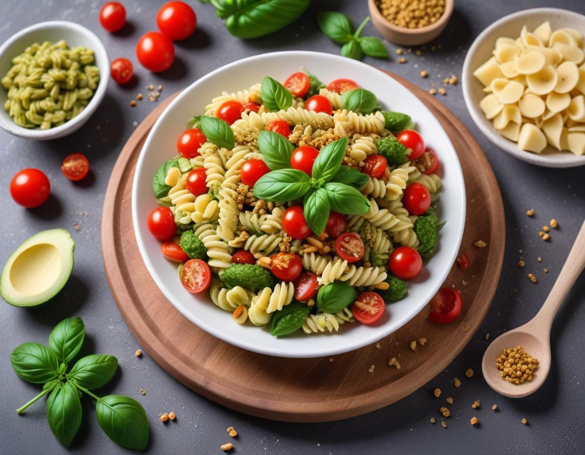 Salade de pâtes au pesto et légumes croquants