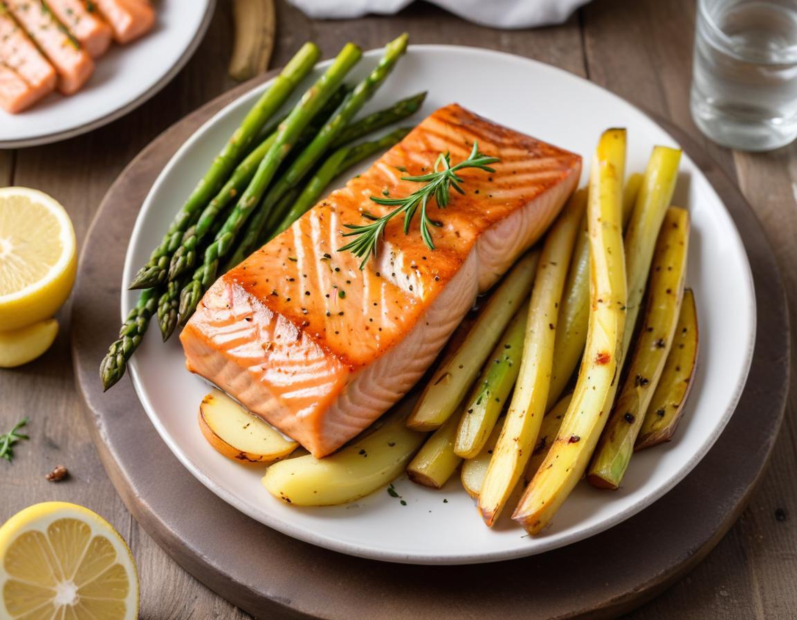 Saumon Grillé Printanier aux Asperges et Pommes de Terre Nouvelles