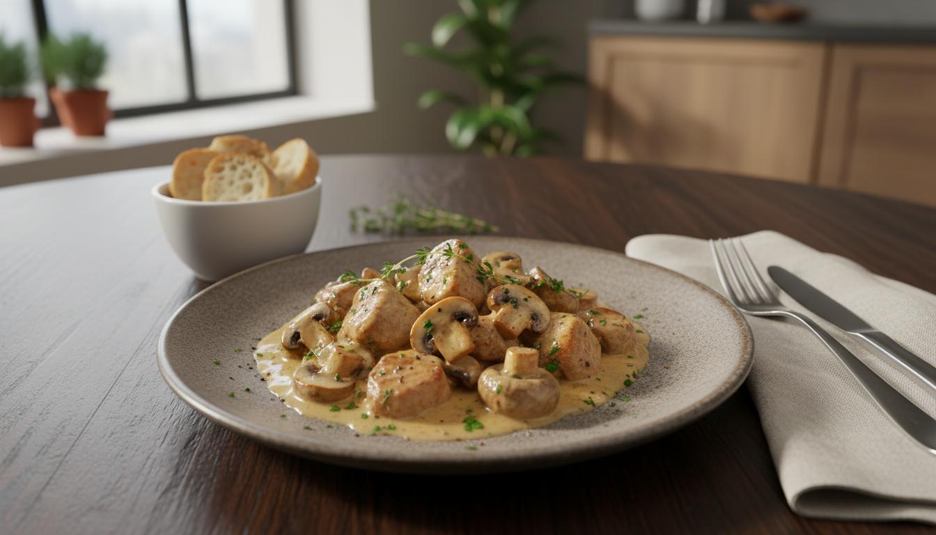 Sauté de Porc Crémeux aux Champignons de Paris