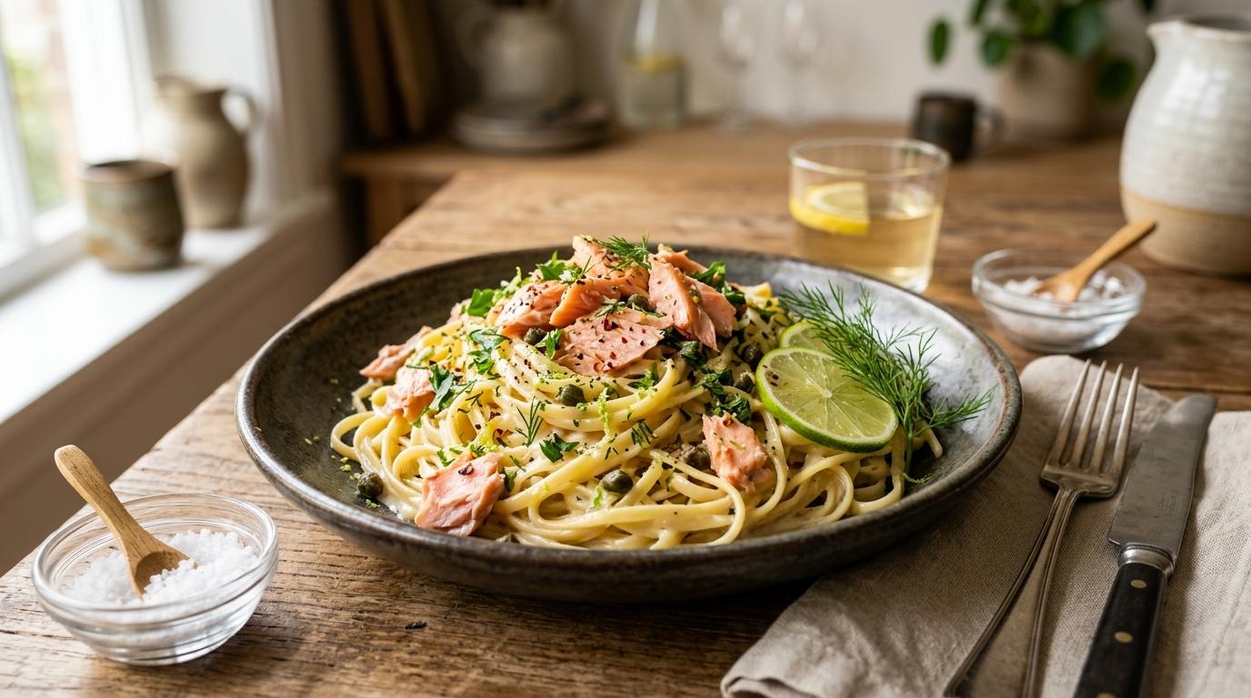 Linguine Rummo à la Truite Fumée et Citron Vert
