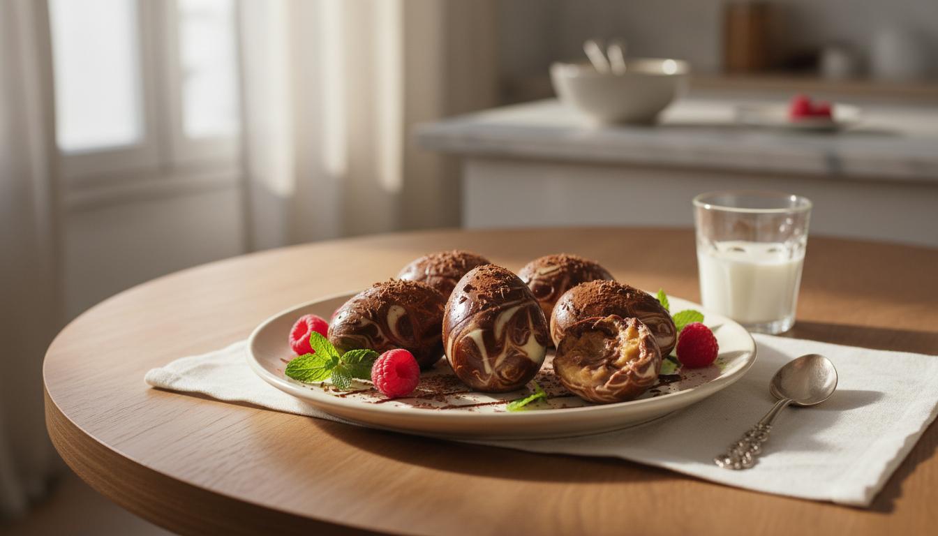 Petits Œufs au Lait Marbrés aux deux Chocolats à l'Airfryer
