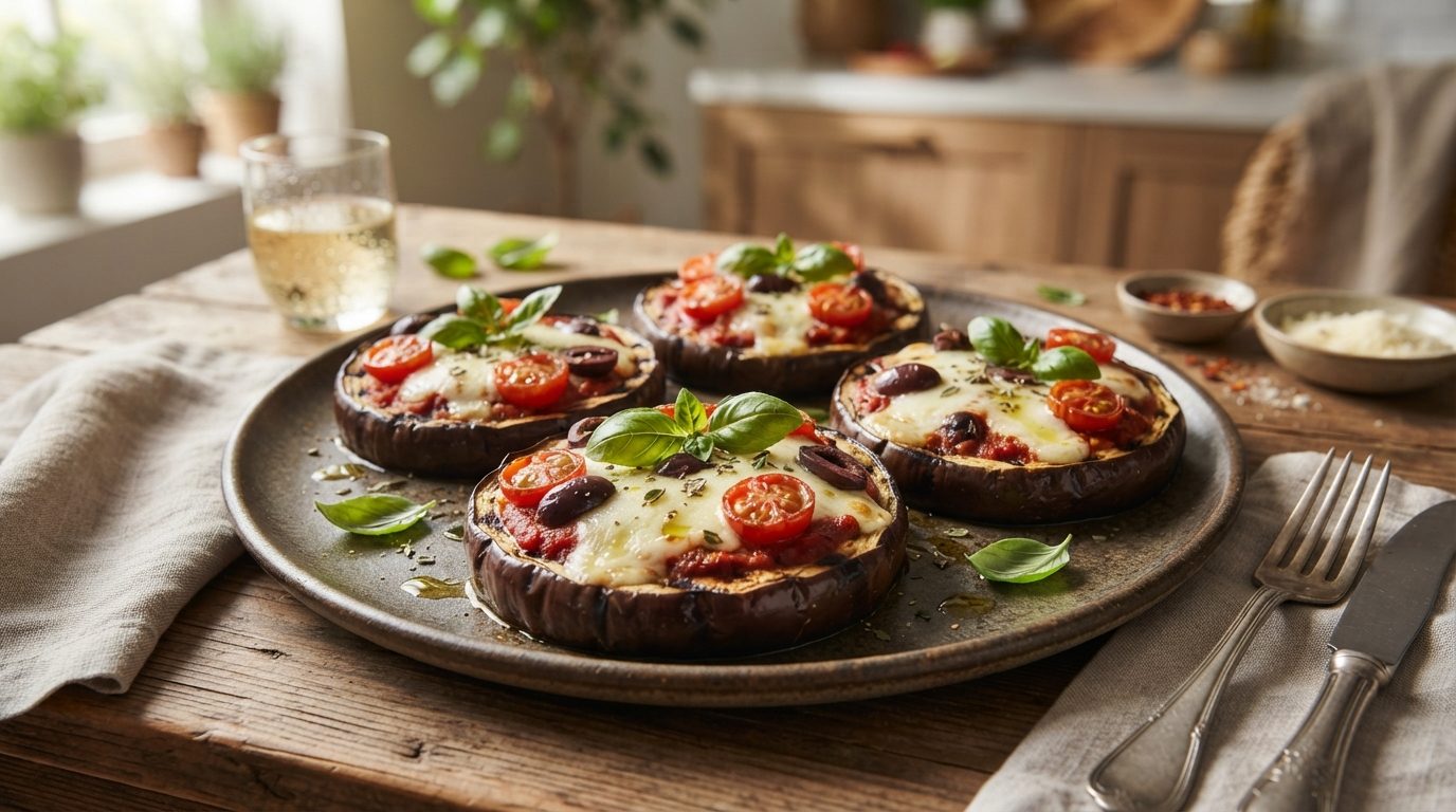 Aubergines grillées façon pizza au barbecue