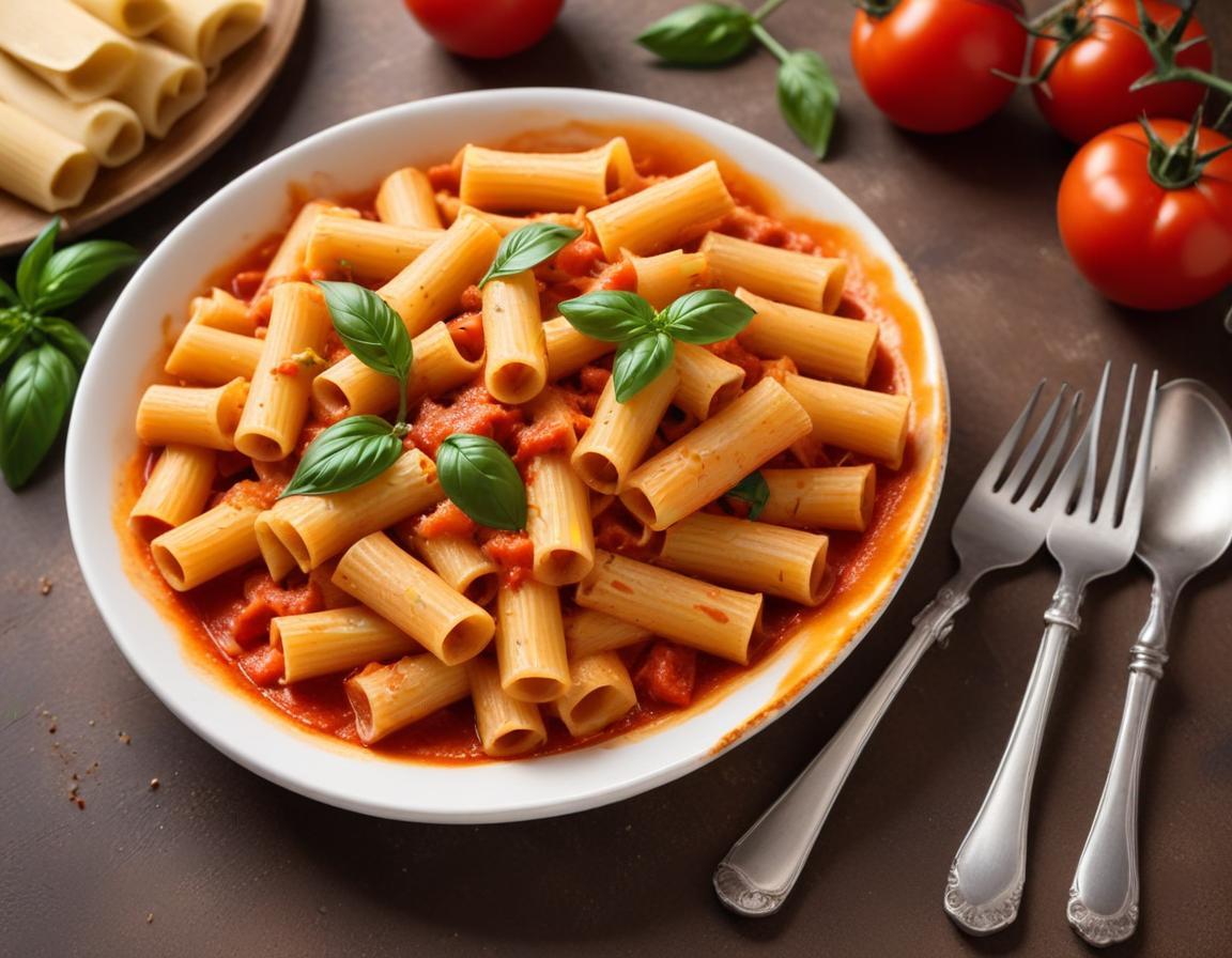 Mezzi Rigatoni à la Sauce Tomate et Basilic