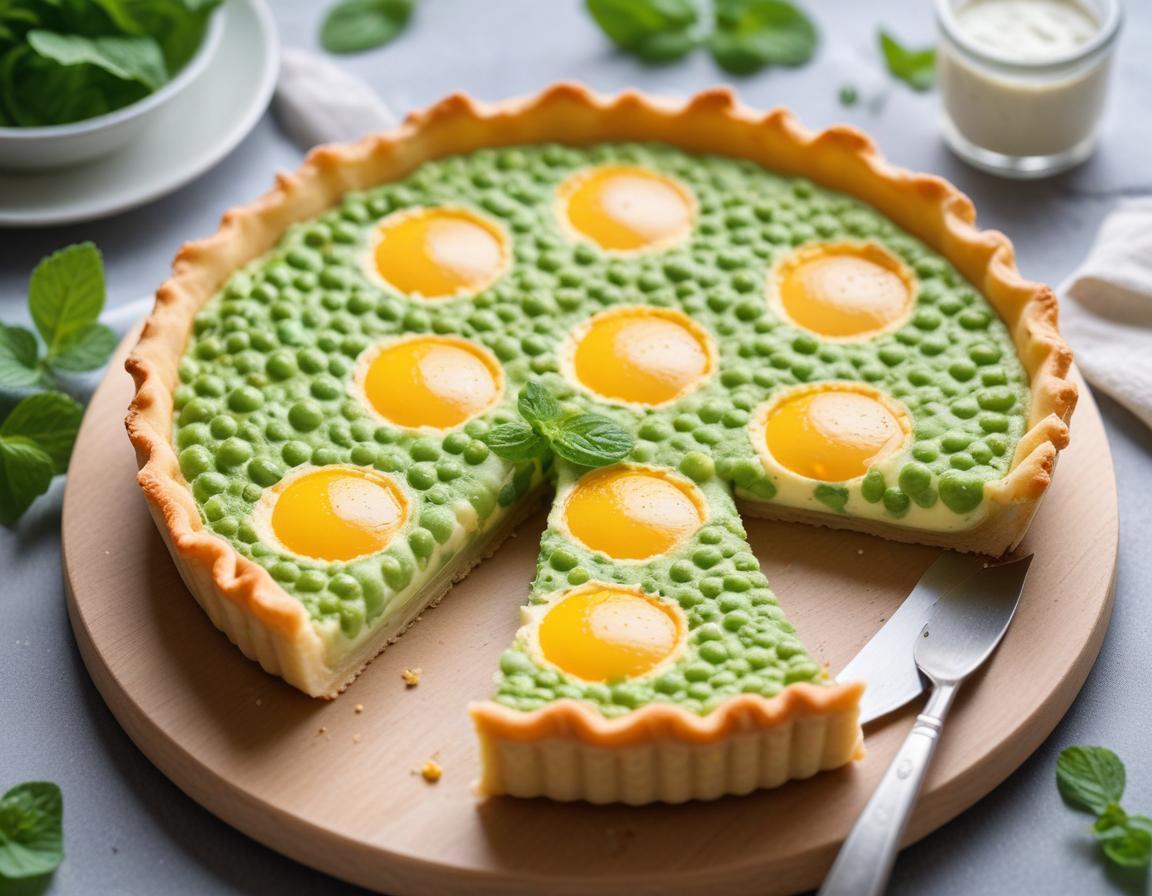 Tarte soleil aux petits pois, menthe et ricotta