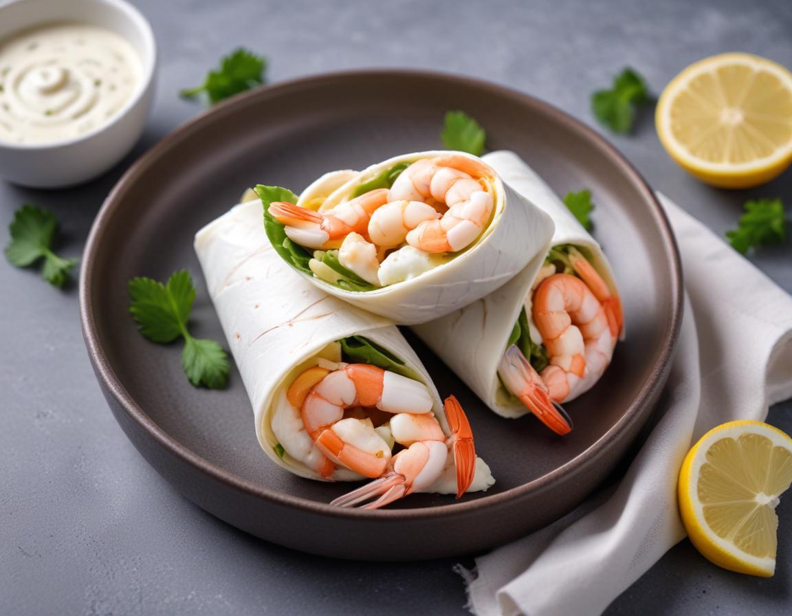 Wrap au fromage blanc et crevettes citronnées