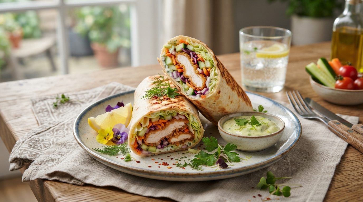 Wrap croustillant de poulet aux crudités croquantes