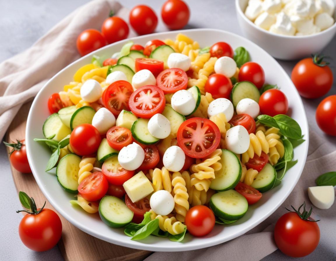 Salade de Pâtes Estivale à la Tomate, Concombre et Mozzarella