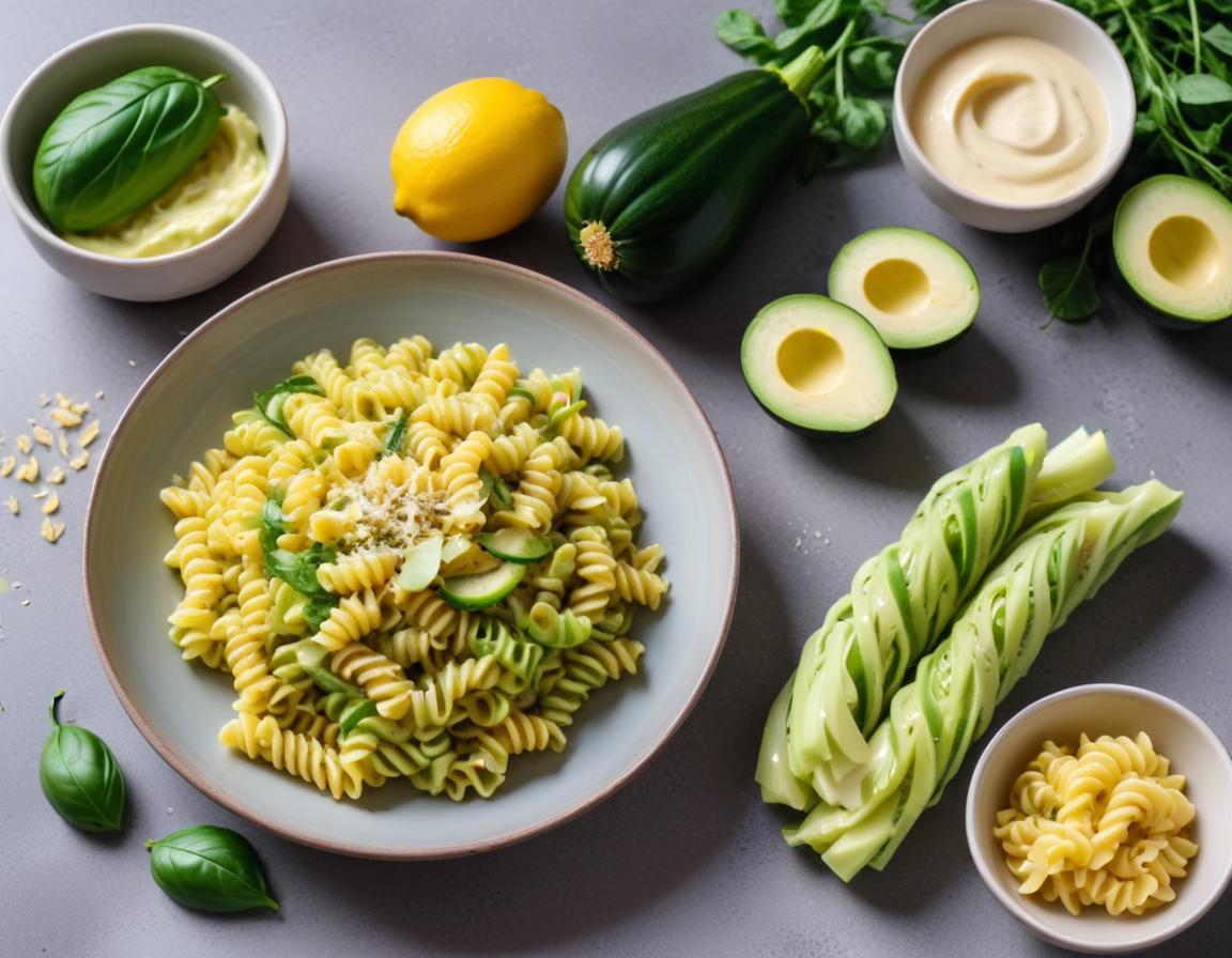 Fusilli de courgette et sa crème d'avocat au citron vert