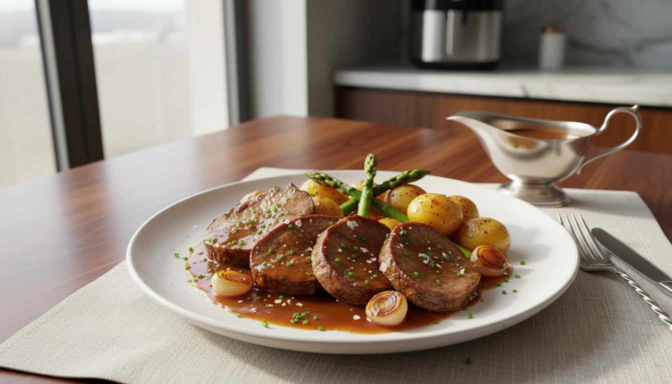 Langue de Bœuf Sauce Madère Modernisée à l'Airfryer