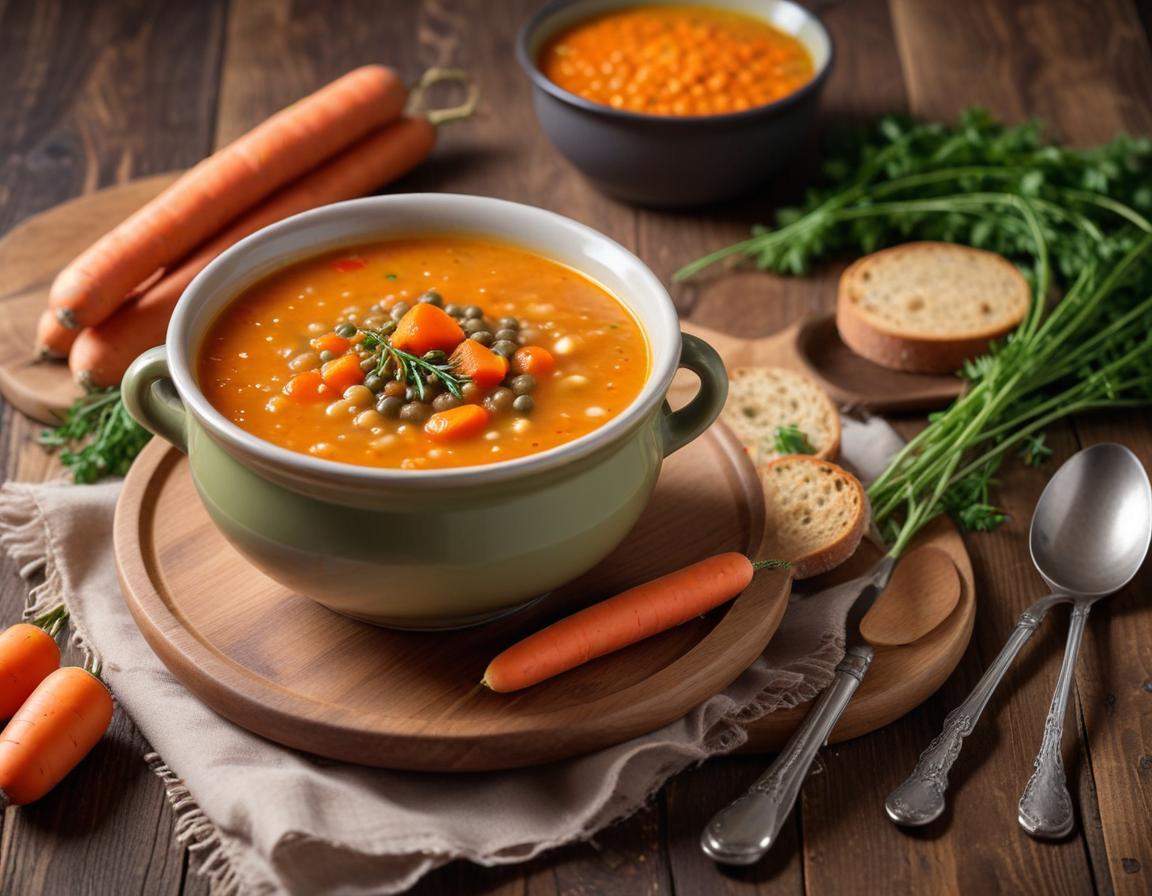 Soupe Rustique aux Lentilles et Carottes