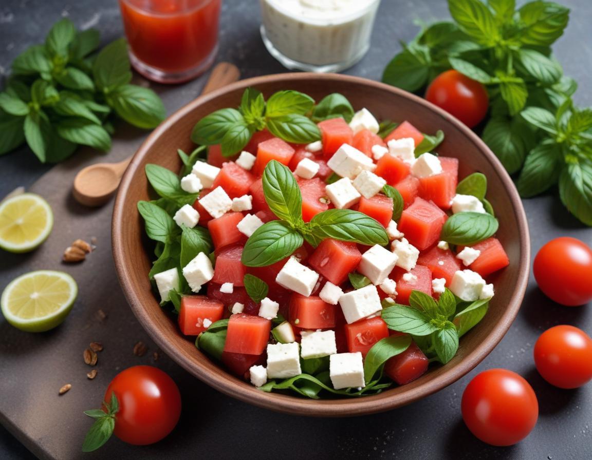 Salade d'été pastèque, feta et menthe