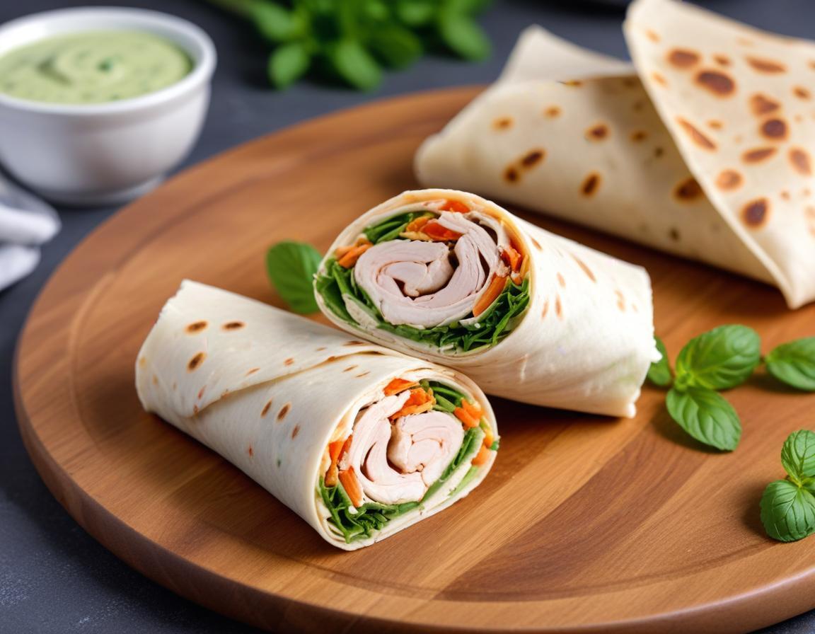 Wraps Frais au Poulet, Yaourt et Menthe