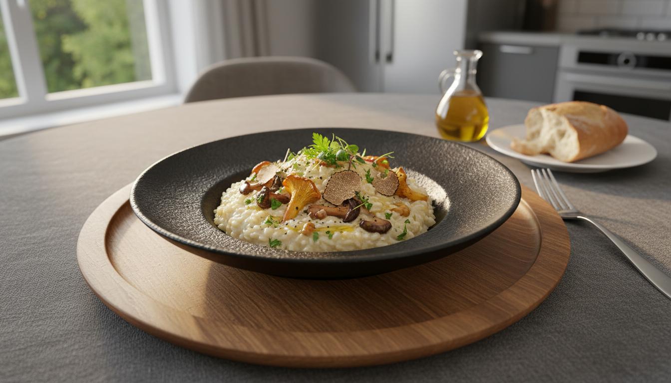 Risotto Binaire aux Champignons et Huile de Truffe
