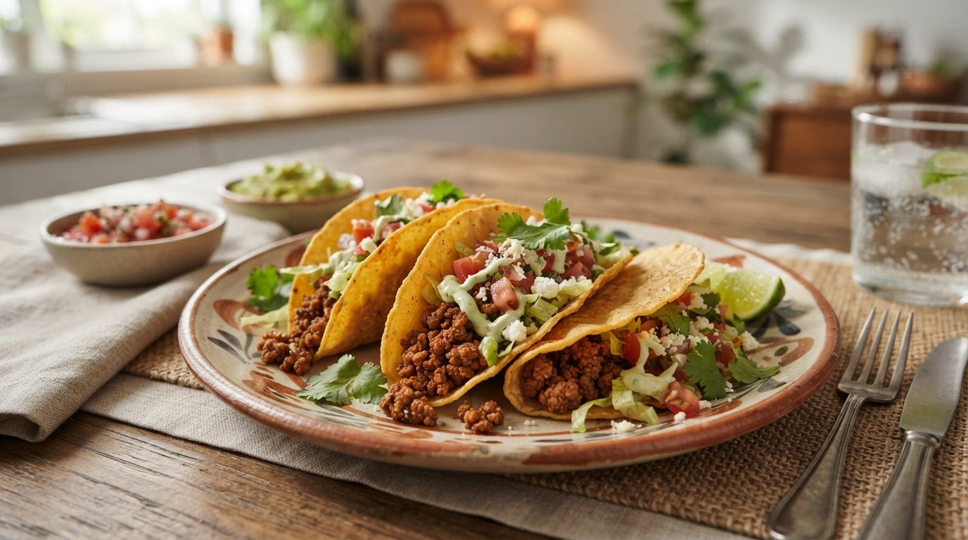 Tacos croustillants au bœuf épicé et salsa fraîche