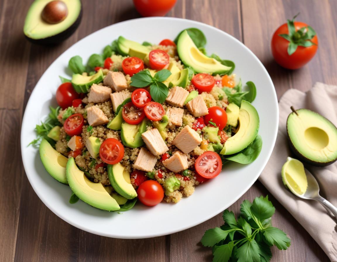 Salade de Quinoa au Poulet, Poivrons et Avocat