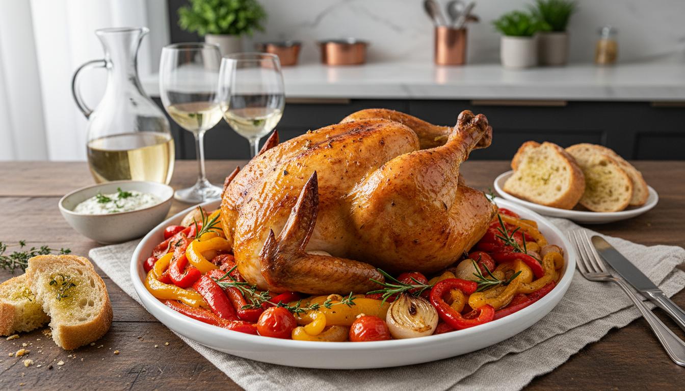 Poulet Entier de 2,5kg aux Poivrons Confits au Cosori 10L