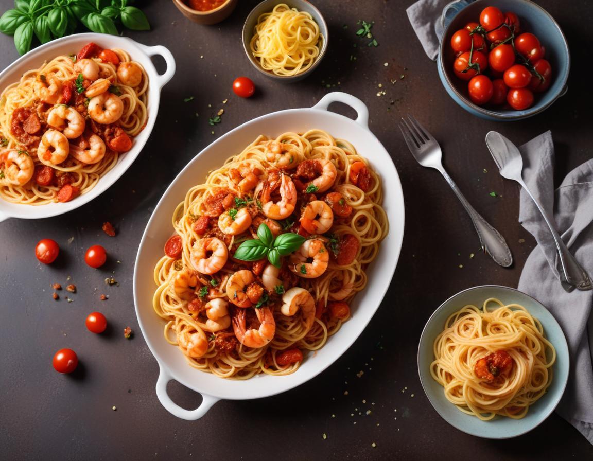 Spaghetti aux Crevettes et Chorizo pour 6 personnes