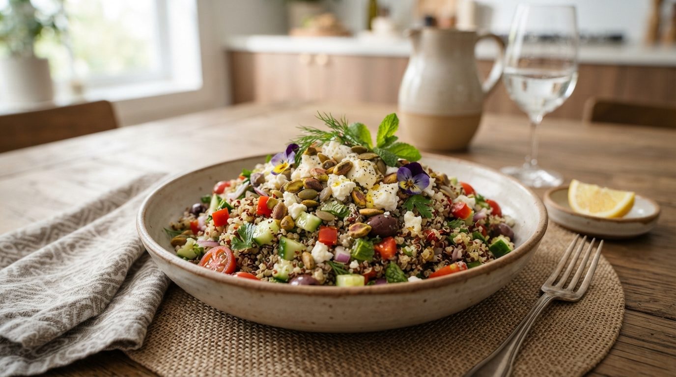 Salade de quinoa aux légumes croquants et feta