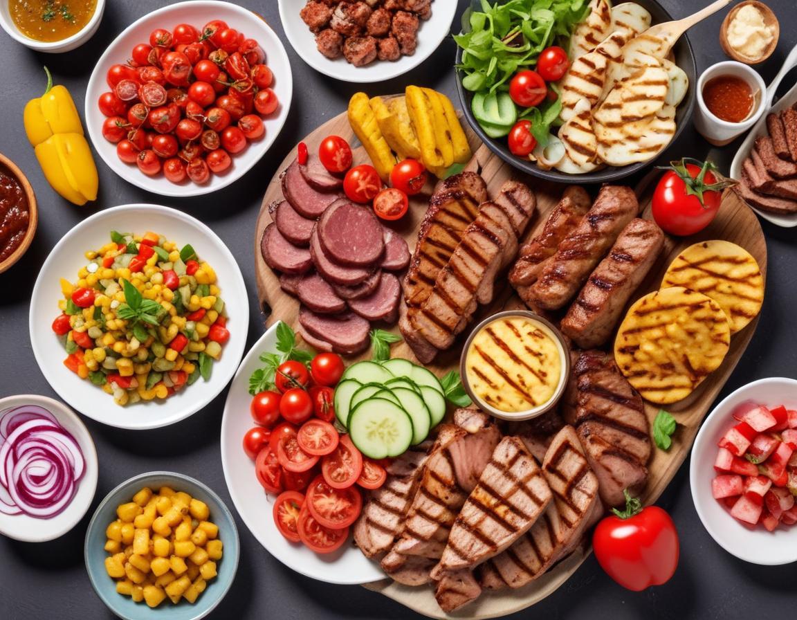 Barbecue Estival : Grillades Variées et Salades Fraîches