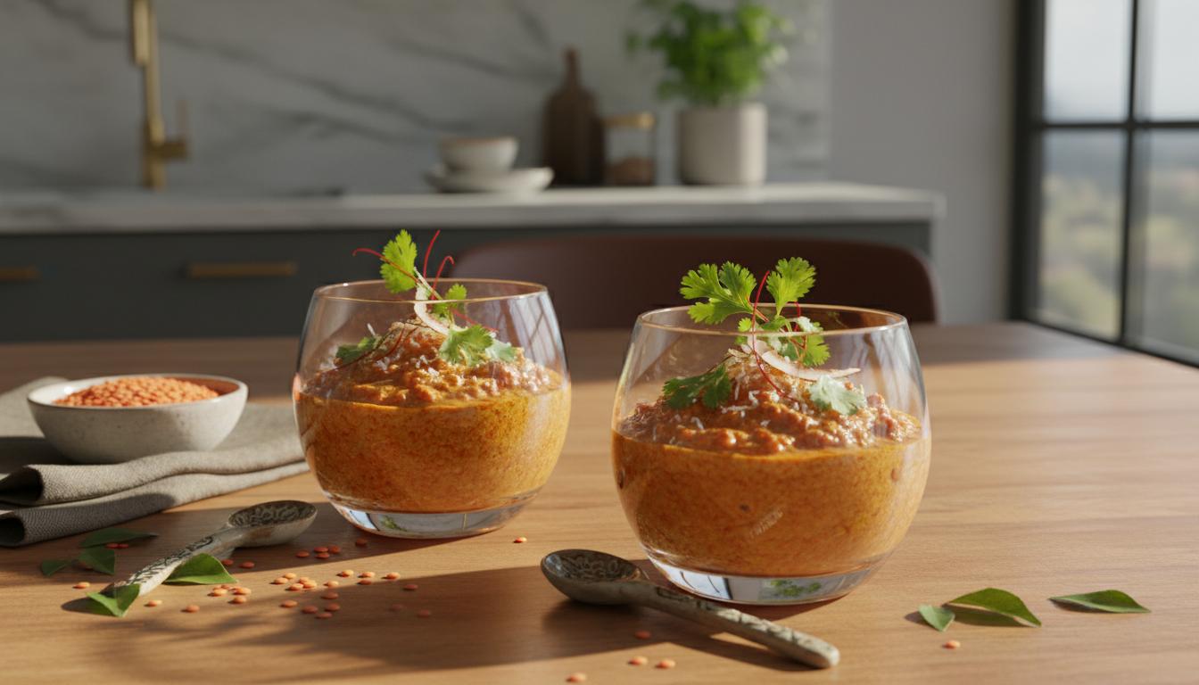 Verrines de Lentilles Corail au Lait de Coco et Curry