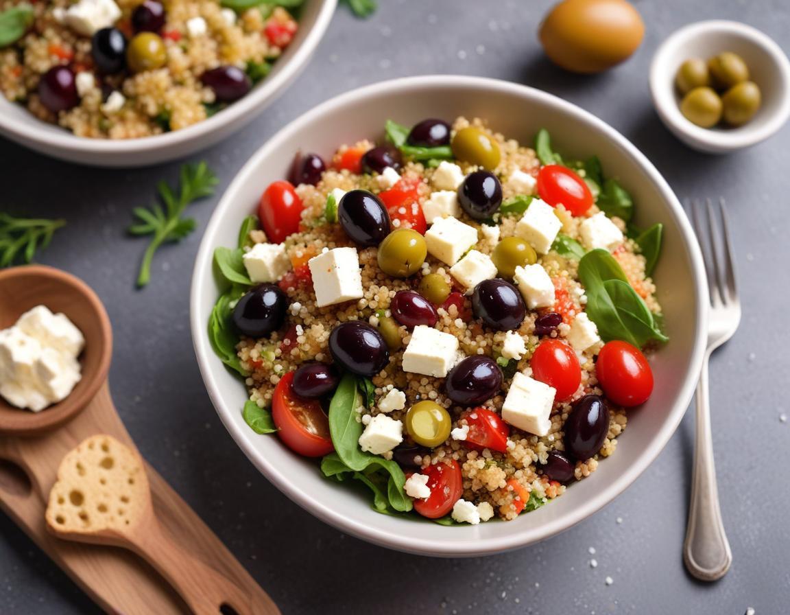 Salade Méditerranéenne au Quinoa, Feta et Olives