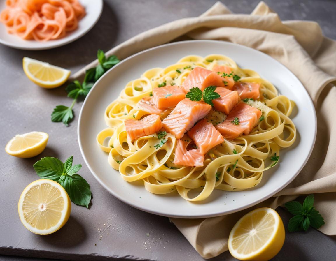 Tagliatelles crémeuses au saumon frais et citron
