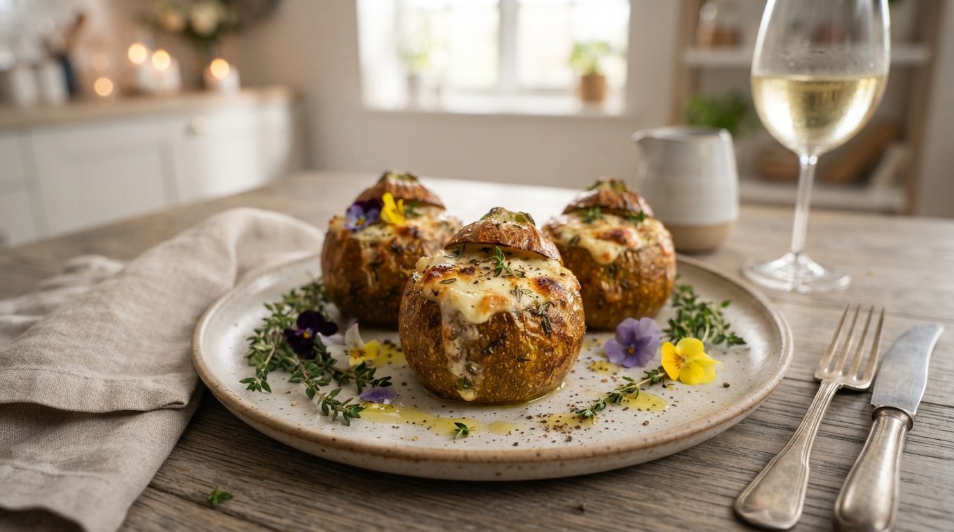 Courgettes rondes farcies au chèvre frais et herbes de Provence