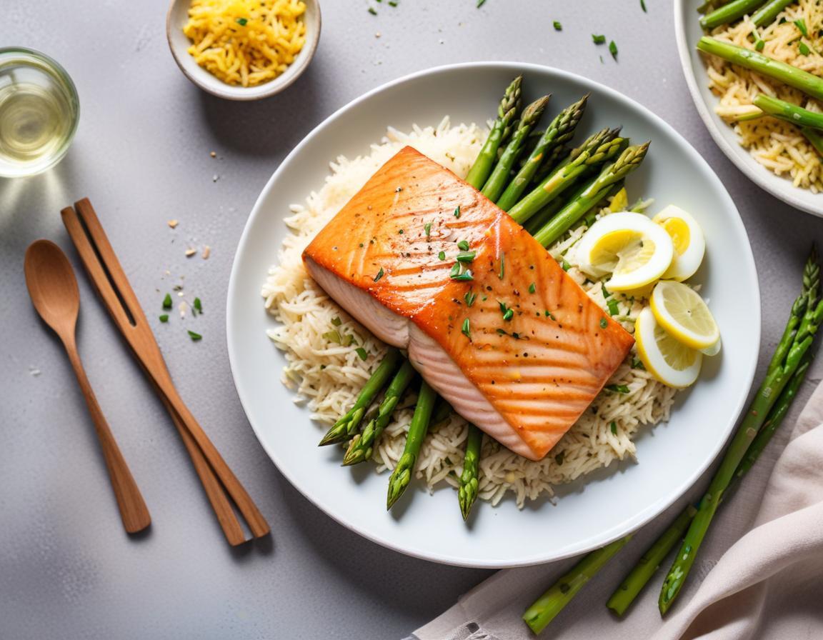 Saumon Grillé, Riz Basmati et Asperges
