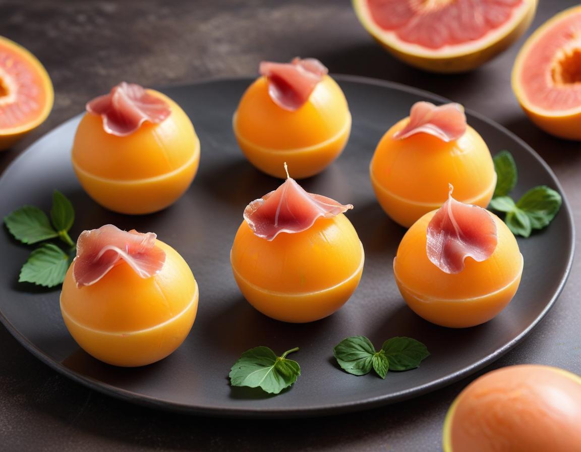 Spheres Givrees de Melon et Prosciutto Croustillant