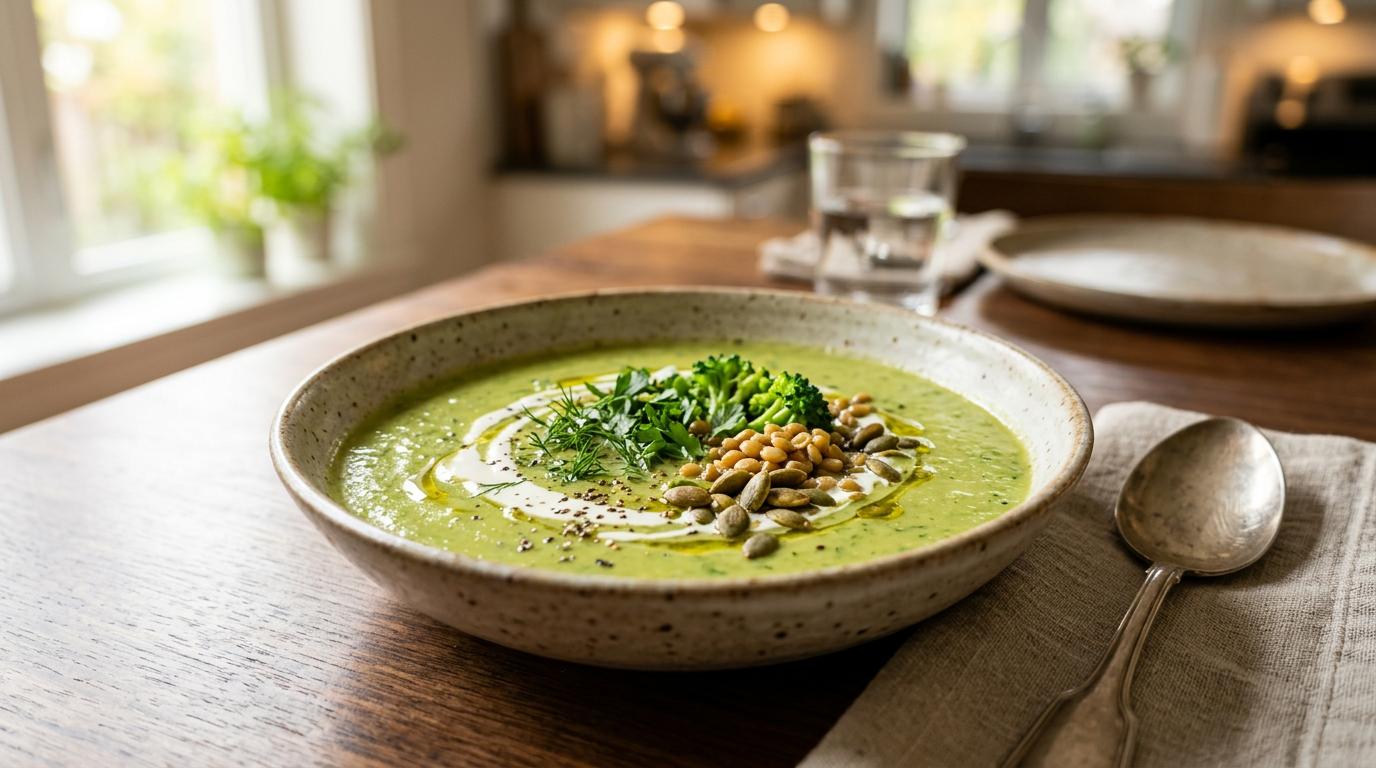 Velouté de Brocoli, Courgette et Lentilles Blondes