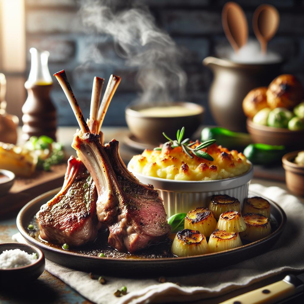 Côtes d'agneau grillées avec gratin dauphinois