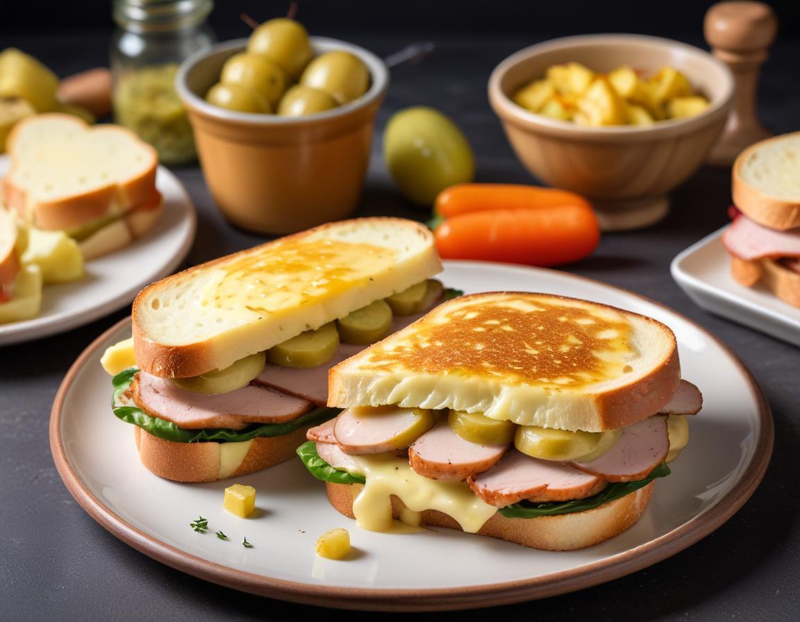 Sandwich raclette poulet rôti et cornichons