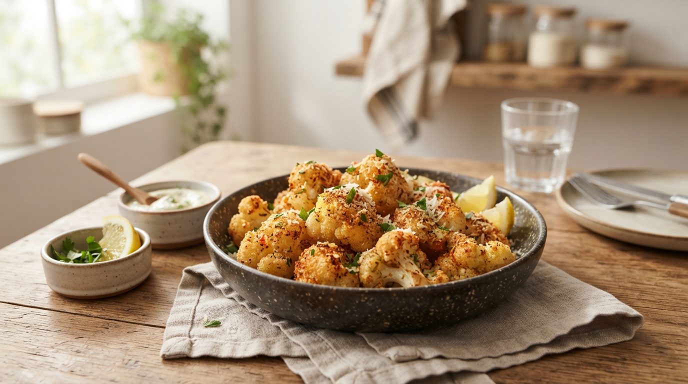 Croustillants de chou-fleur au parmesan et paprika fumé à l'air fryer