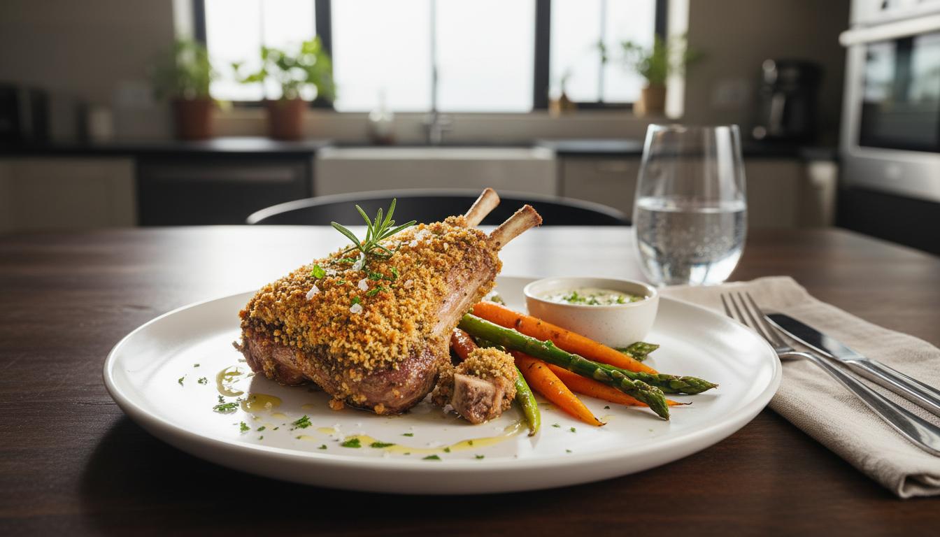 Collier d'agneau croustillant à l'air fryer pour une personne