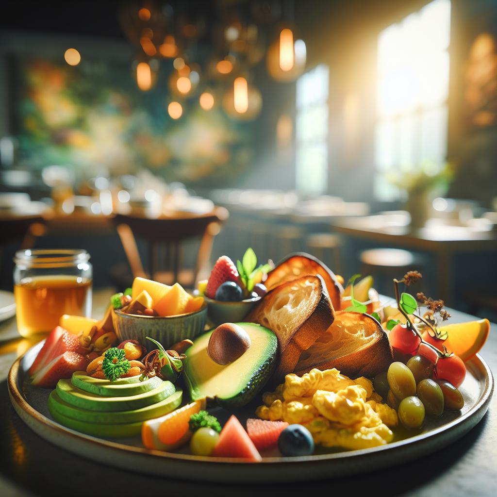 Brunch Gourmand : Pain Grillé, Oeufs Brouillés, Avocat et Fruits Frais