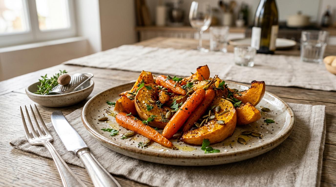 Rôti de Courge de Nice et Carottes à la Muscade